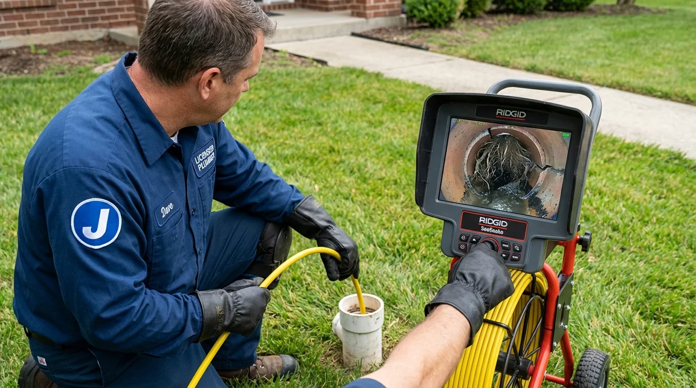 Sewer camera inspection being performed by Johns Plumbing LLC in Narrows