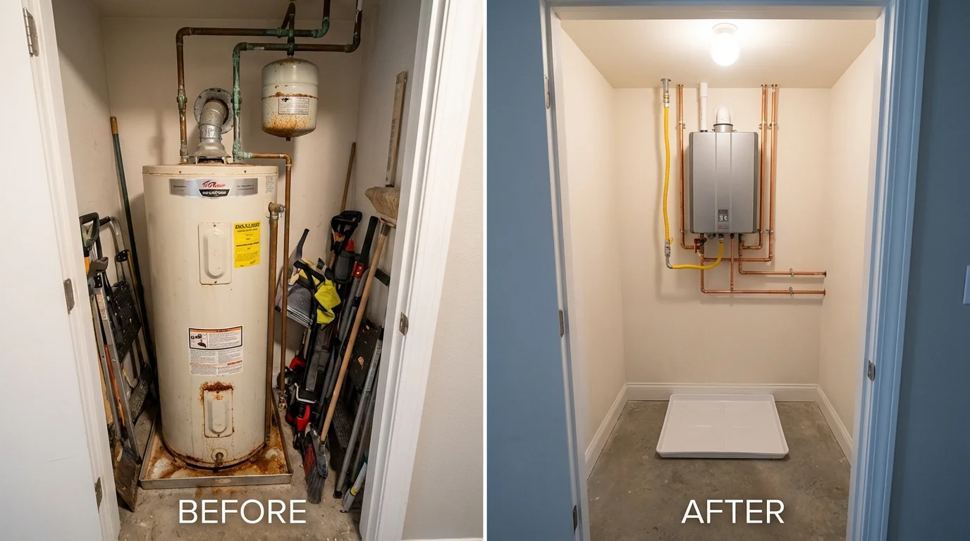 Tank water heater versus wall-mounted tankless unit comparison for Narrows, VA homeowners